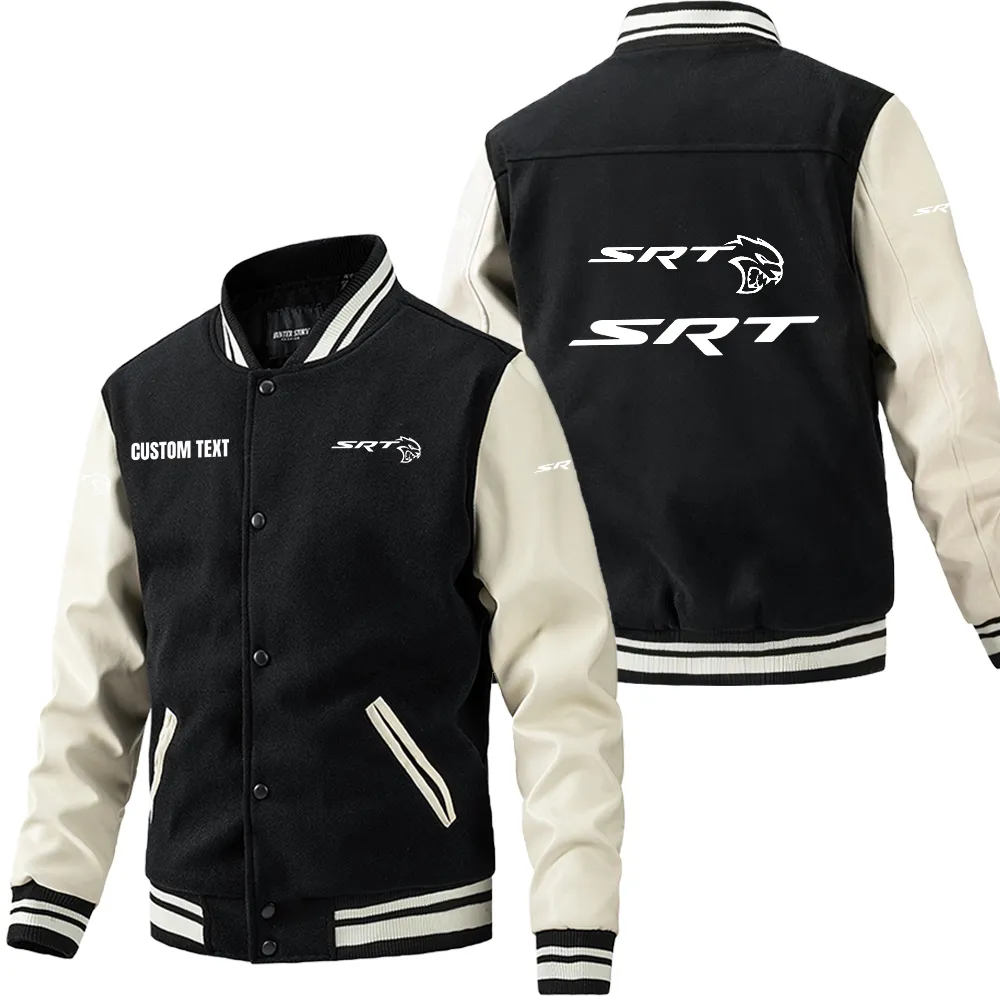 Lifestyle Spirit Leather Baseball Jacket, Leather Jacket Road Spirit Car180 - Black White