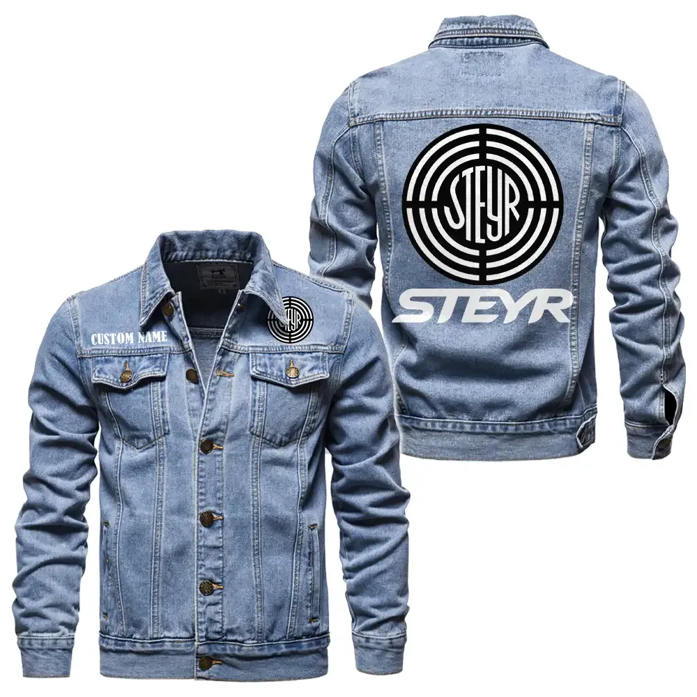 Rural Energy Denim Jacket, Auto-Inspired Denim Look CAR190 - Light Blue