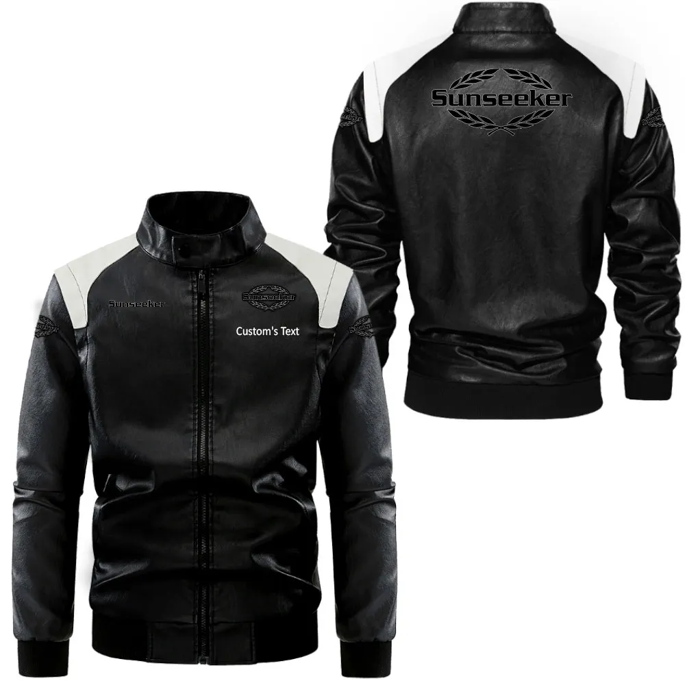 Leisure Yacht Black And White Leather Jacket, Motorcycle Spirit Leather Style CAR080