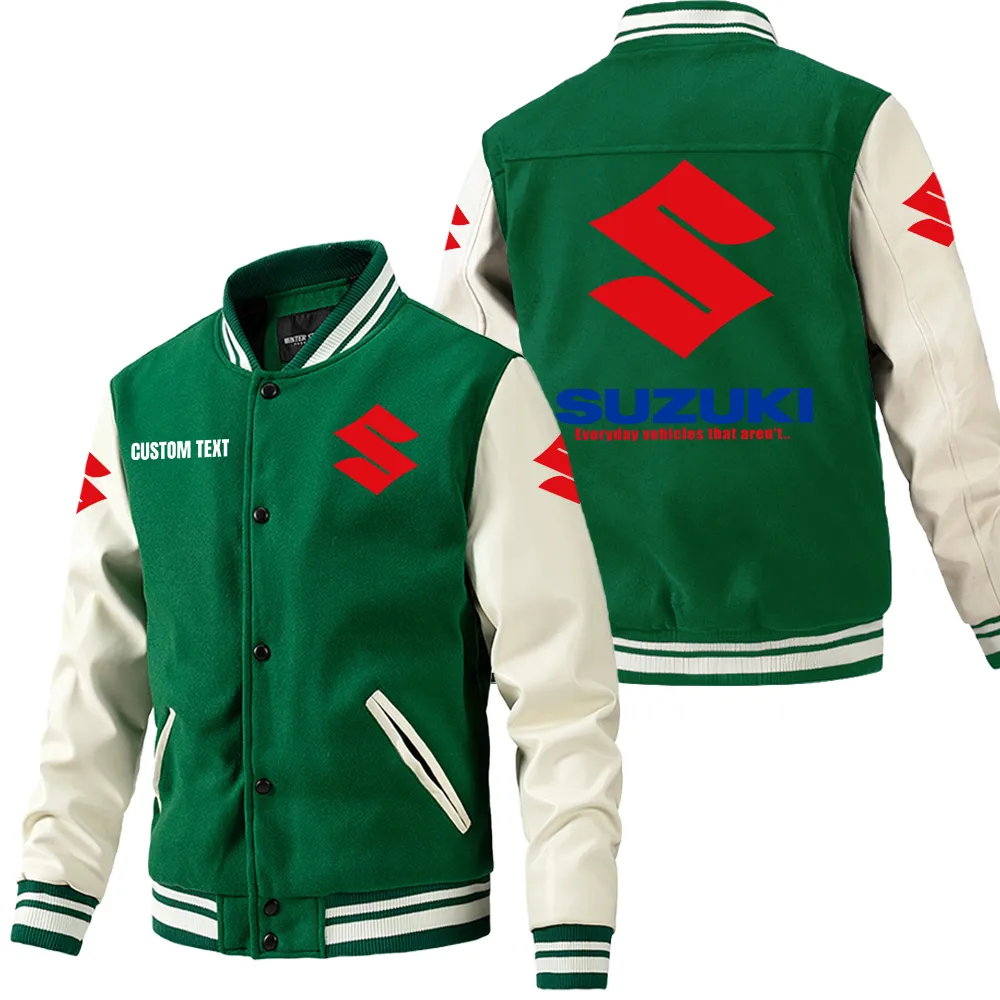 Speed Demon Leather Baseball Jacket, Street-Ready Leather Jacket Car180 - Green