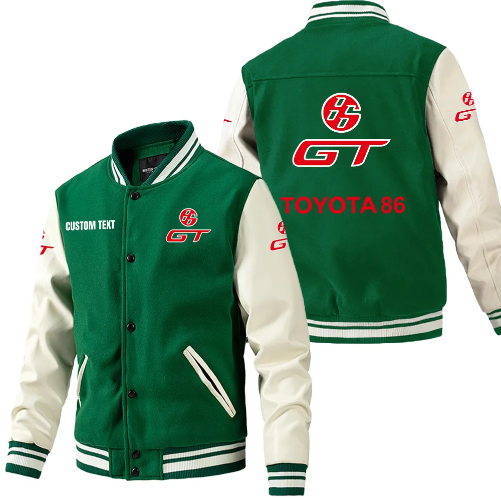 Speed Motion Leather Baseball Jacket, Leather Jacket for Gearheads CAR180 - Green