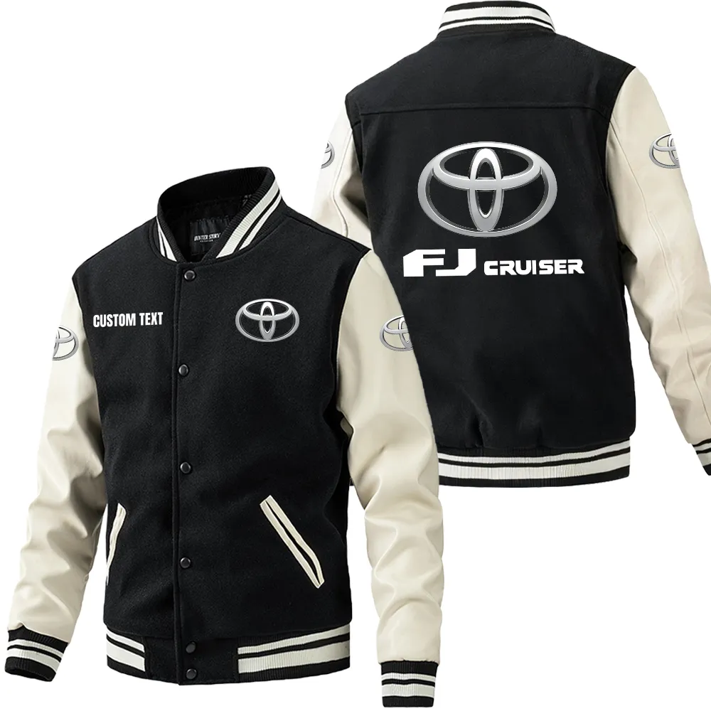 Durable Fit Leather Baseball Jacket, Performance Varsity Leather Look CAR180 - Black White