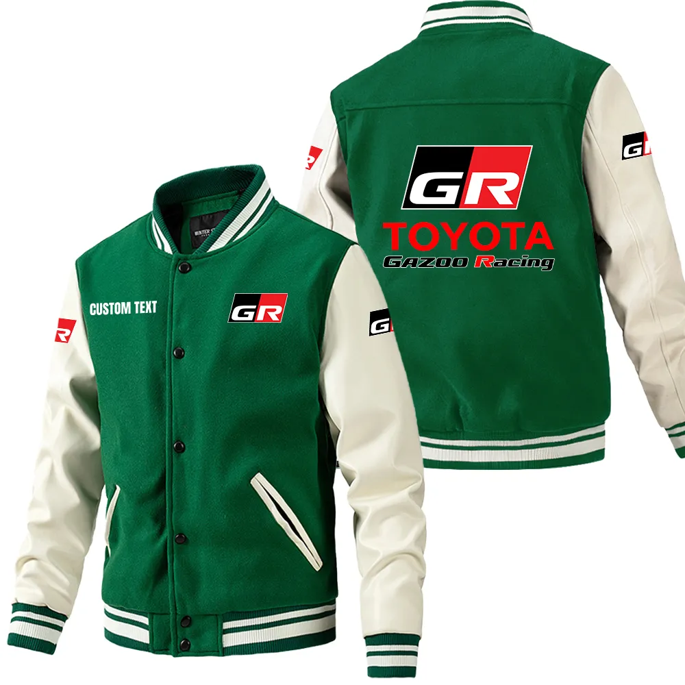 Engine Life Leather Baseball Jacket, Gearhead Pride in Leather CAR180 - Green