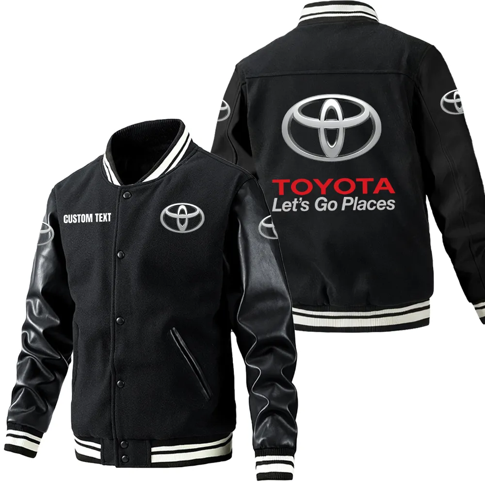 Hybrid Vehicle Leather Baseball Jacket, Driven Look Leather Edge CAR180 - Black
