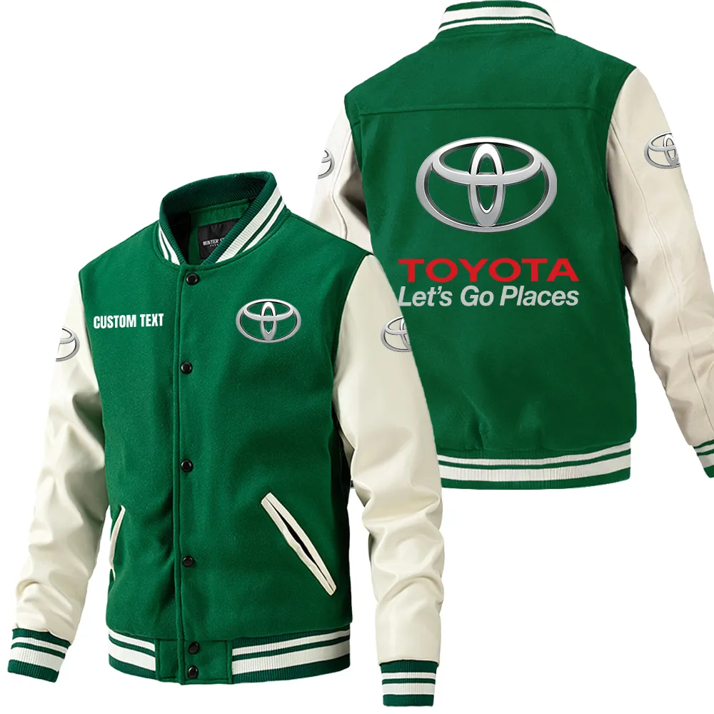 Long-Life Vehicle Leather Baseball Jacket, Rugged Varsity Leather Style CAR180 - Green