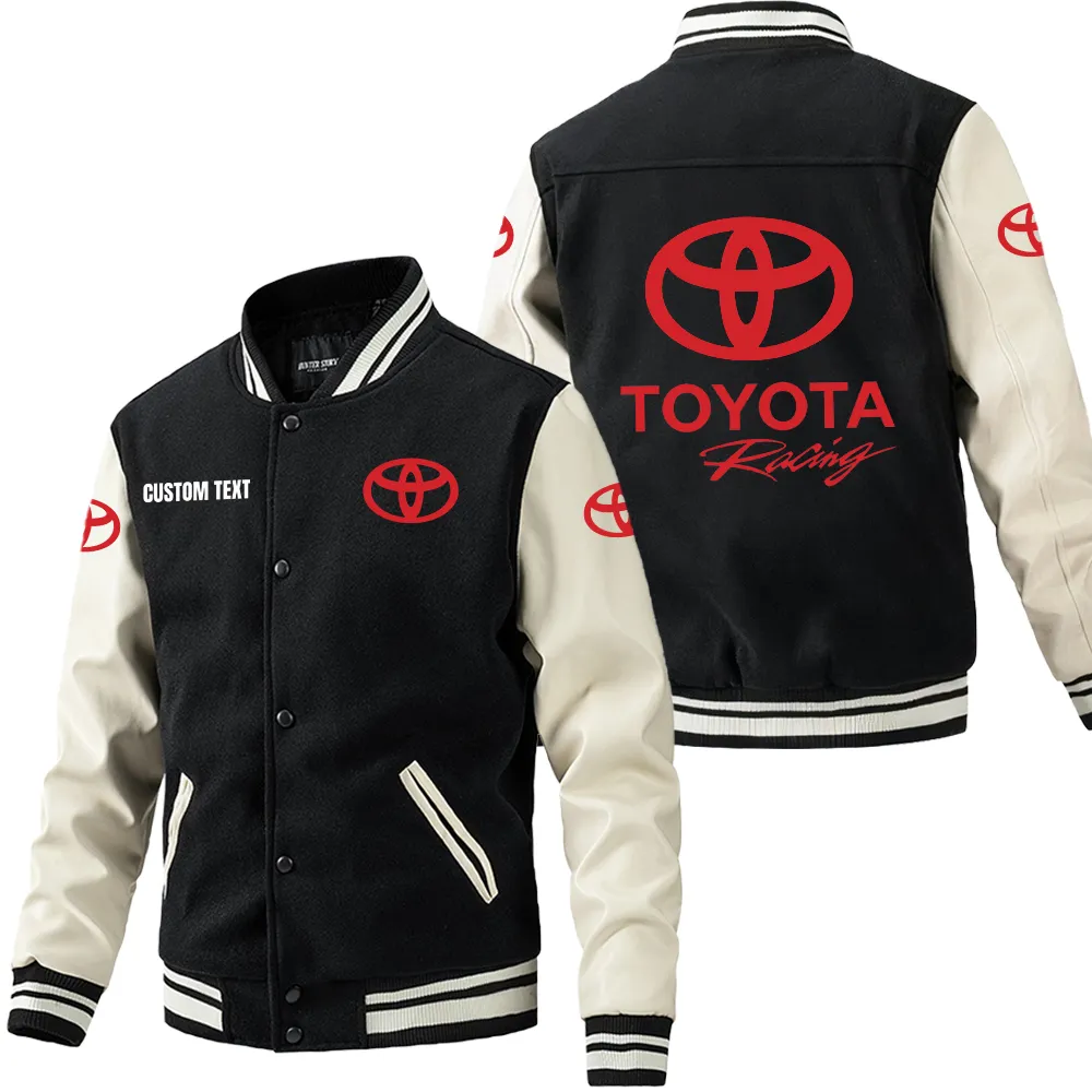 Strong Style Leather Baseball Jacket, Street-Ready Leather Jacket CAR180 - Black White