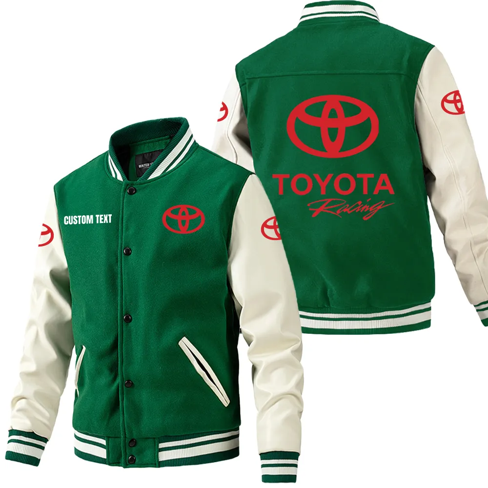 Built Fast Leather Baseball Jacket, Classic Varsity Leather Jacket CAR180 - Green