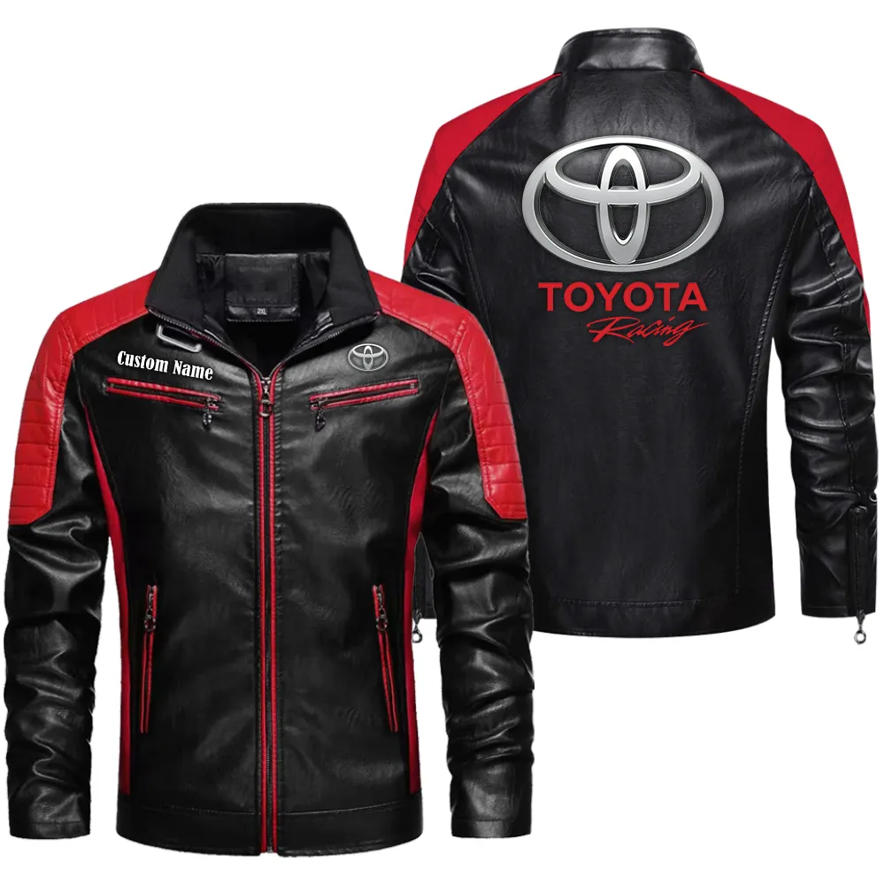 Built Fast Men's Pu Leather Jacket, Auto-Inspired PU Leather Style CAR040 - Red