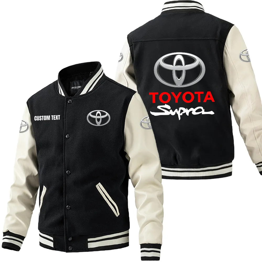 Speed Demon Leather Baseball Jacket, Ride Bold Leather Ready CAR180 - Black White