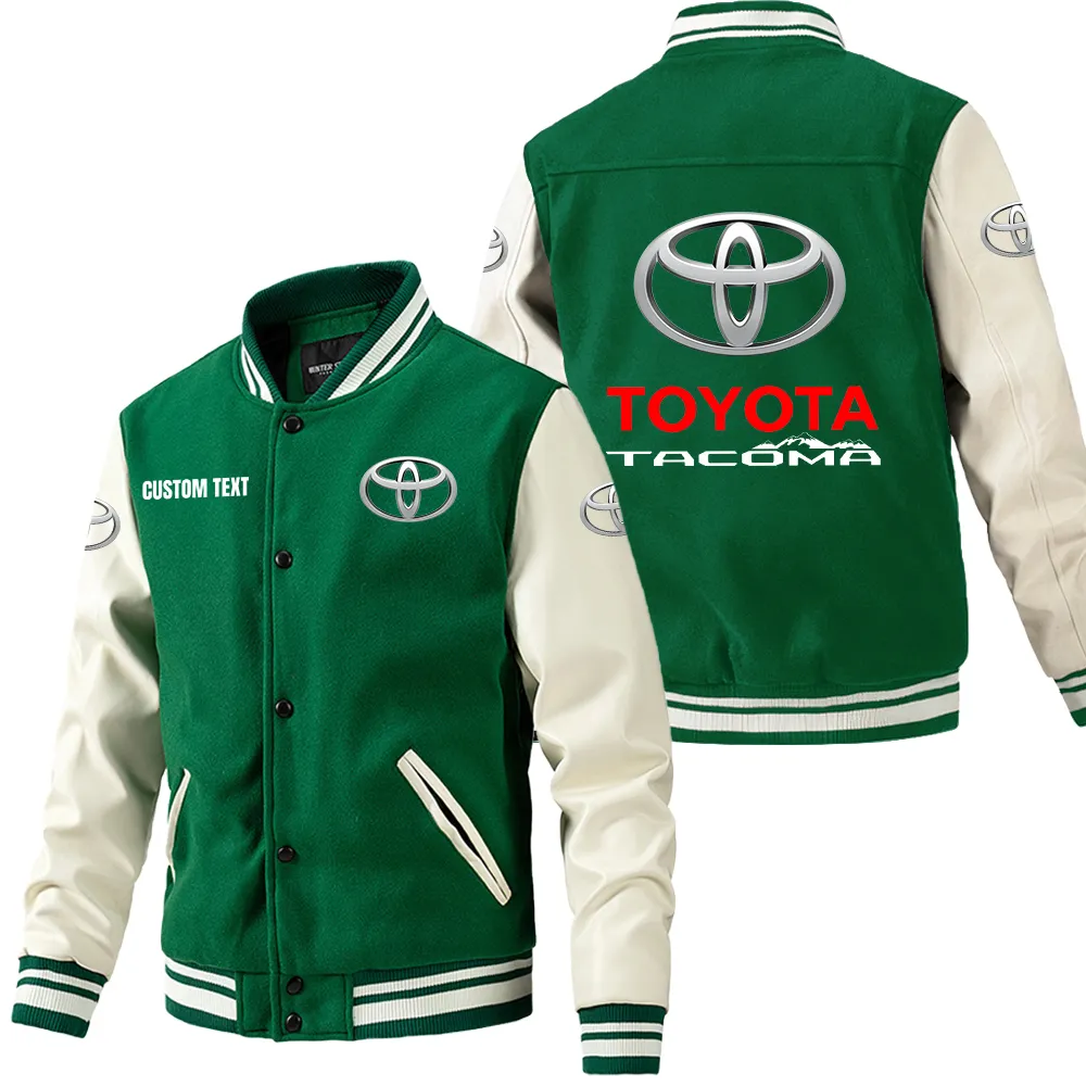 Rugged 4x4 Leather Baseball Jacket, Car Culture Varsity Leather CAR180 - Green