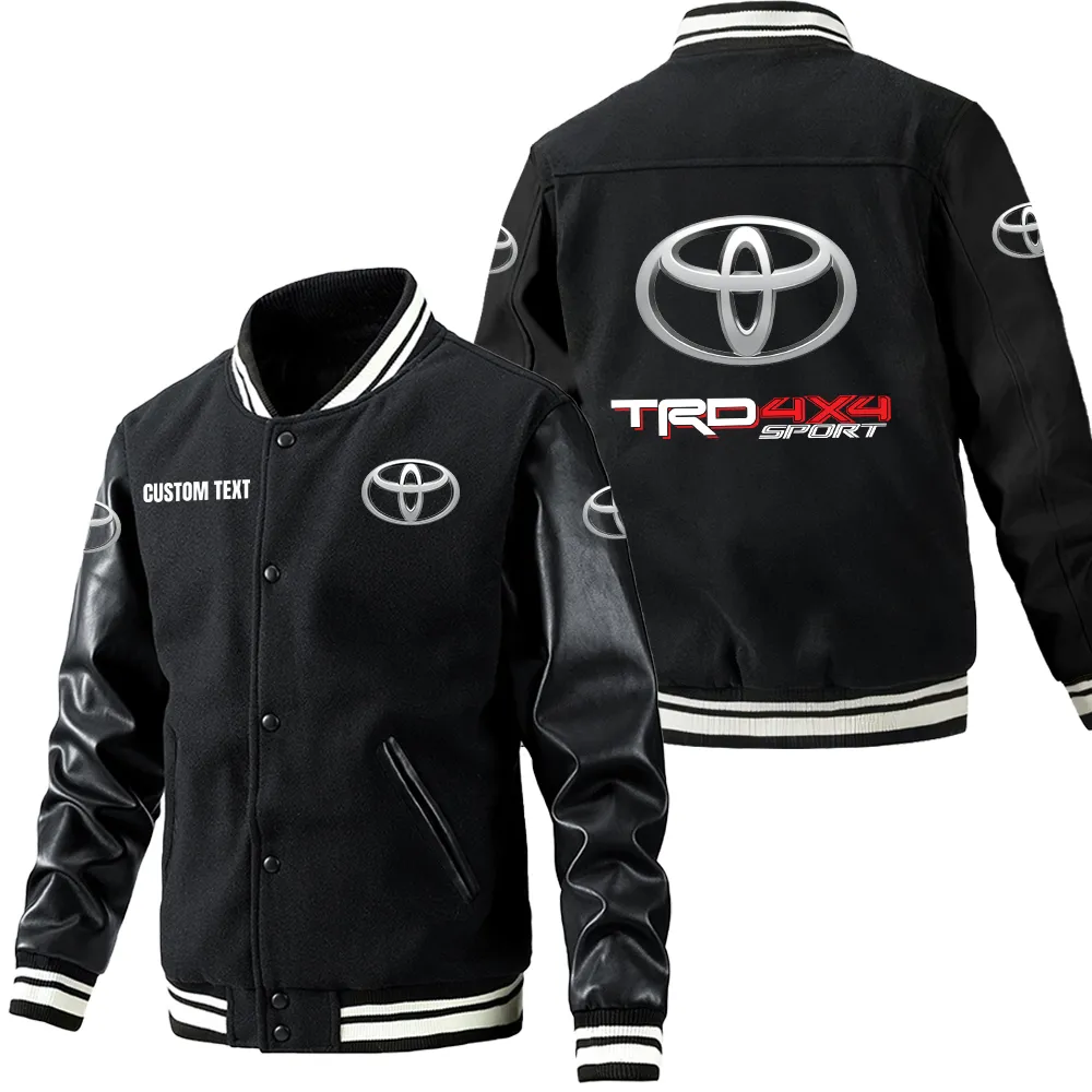 Garage Style Leather Baseball Jacket, Leather Jacket Road Spirit CAR180 - Black