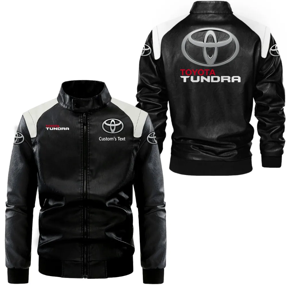 Road Energy Black And White Leather Jacket, Bold Road Style Leather CAR080