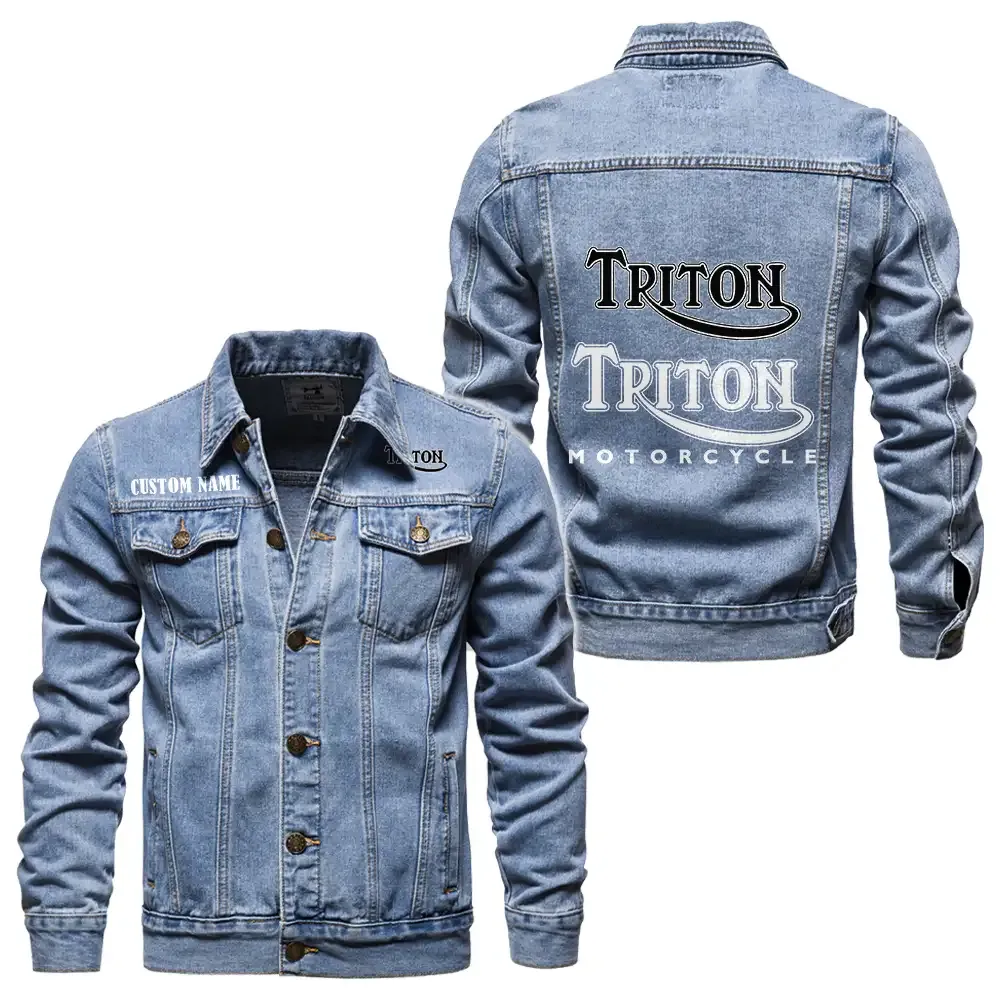 Road Style Denim Jacket, Motorcycle Pride Denim Style CAR190 - Light Blue