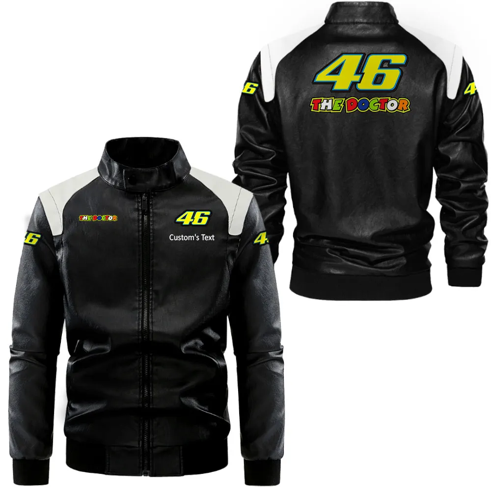 Motorsport Star Black And White Leather Jacket, Black and White Roadwear CAR080