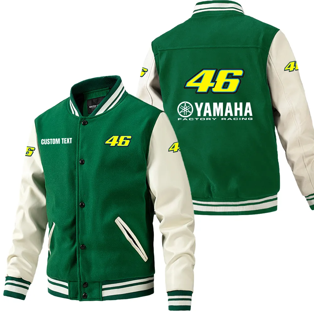 Number 46 Leather Baseball Jacket, Car Culture Varsity Leather CAR180 - Green