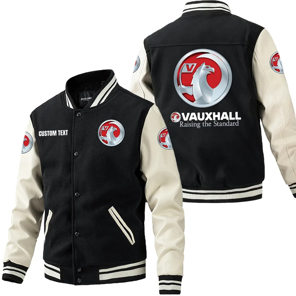 Passenger Vehicle Leather Baseball Jacket, Road Life Leather Jacket CAR180 - Black White