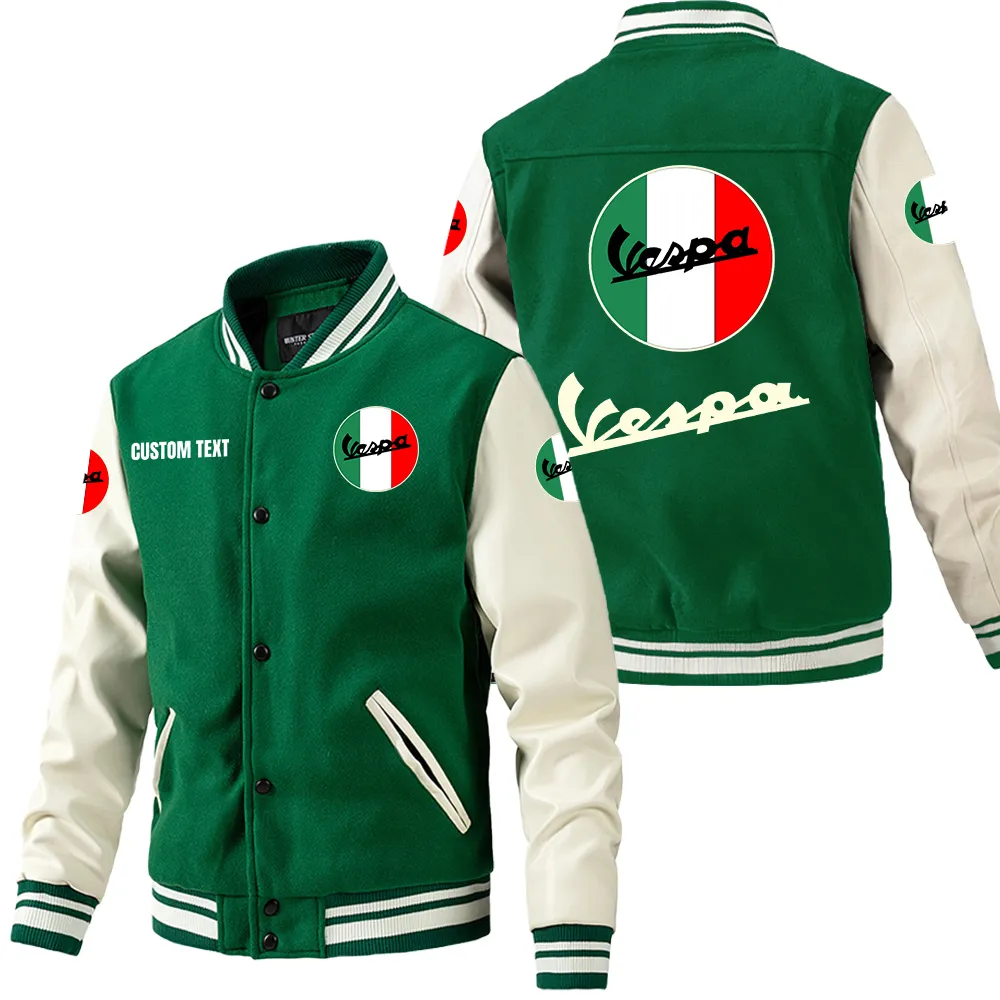 Retro Ride Leather Baseball Jacket, Everyday Comfort Leather Strength CAR180 - Green