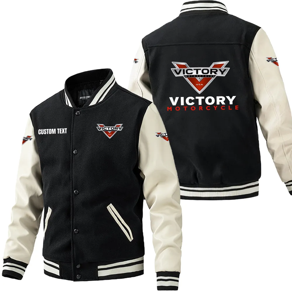 Touring Cruiser Leather Baseball Jacket, Leather Jacket for Gearheads CAR180 - Black White