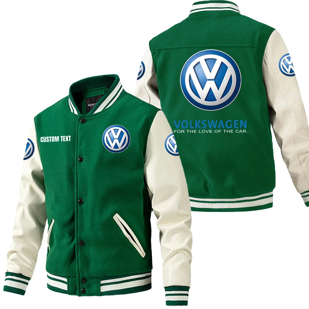 Hatchback Car Leather Baseball Jacket, Leather Jacket Road Spirit CAR180 - Green