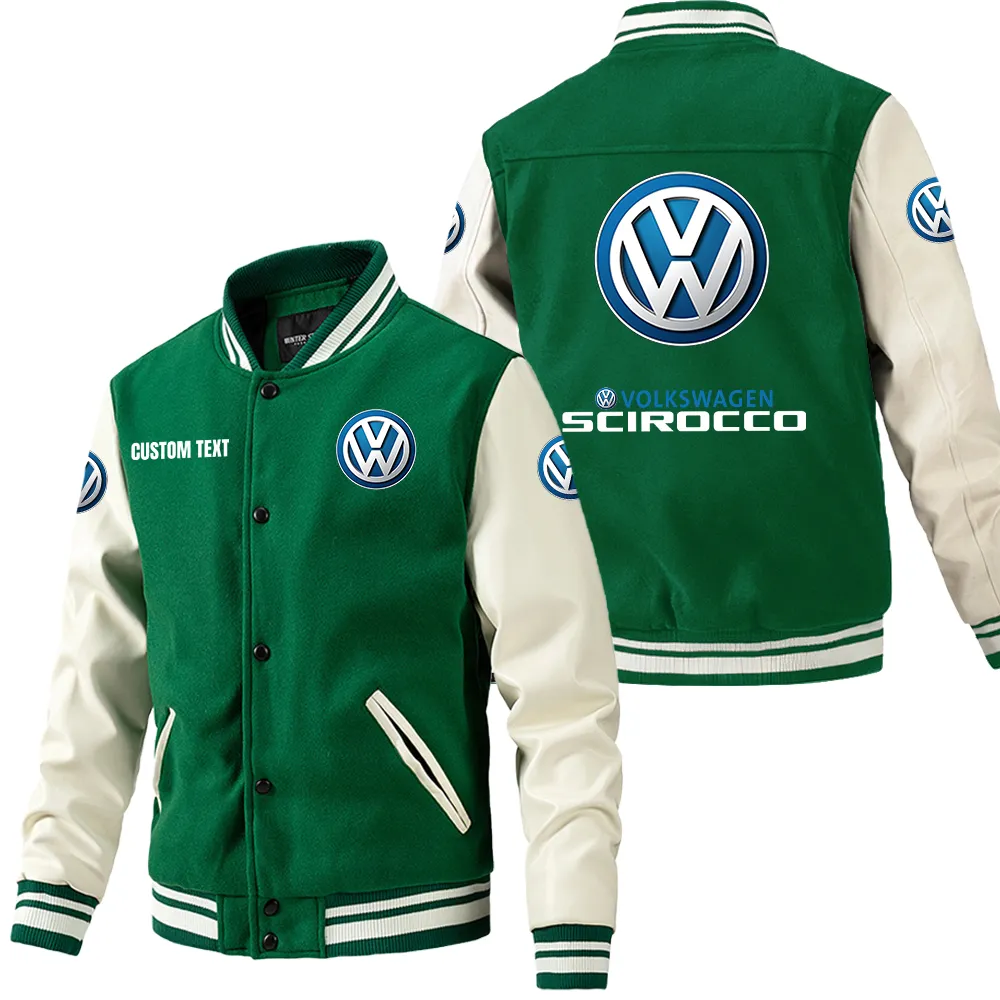 Everyday Life Leather Baseball Jacket, Driven Look Leather Edge Car180 - Green