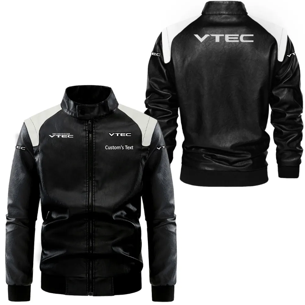 Tuner Car Black And White Leather Jacket, Rugged Jacket for Gearheads CAR080