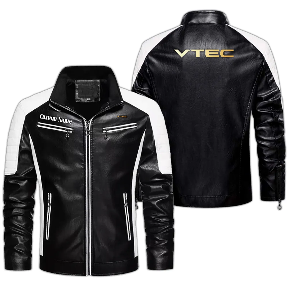 Custom Street Car Men's Pu Leather Jacket, Car Enthusiast Leather Look CAR040 - Black