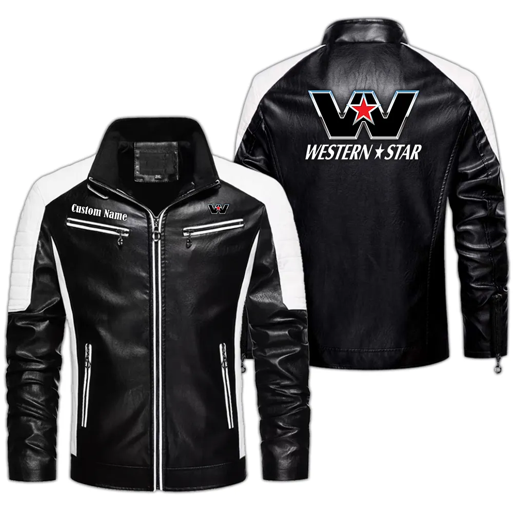 Heavy-Duty Truck Men's Pu Leather Jacket, Garage-Ready Leather Jacket CAR040 - Black