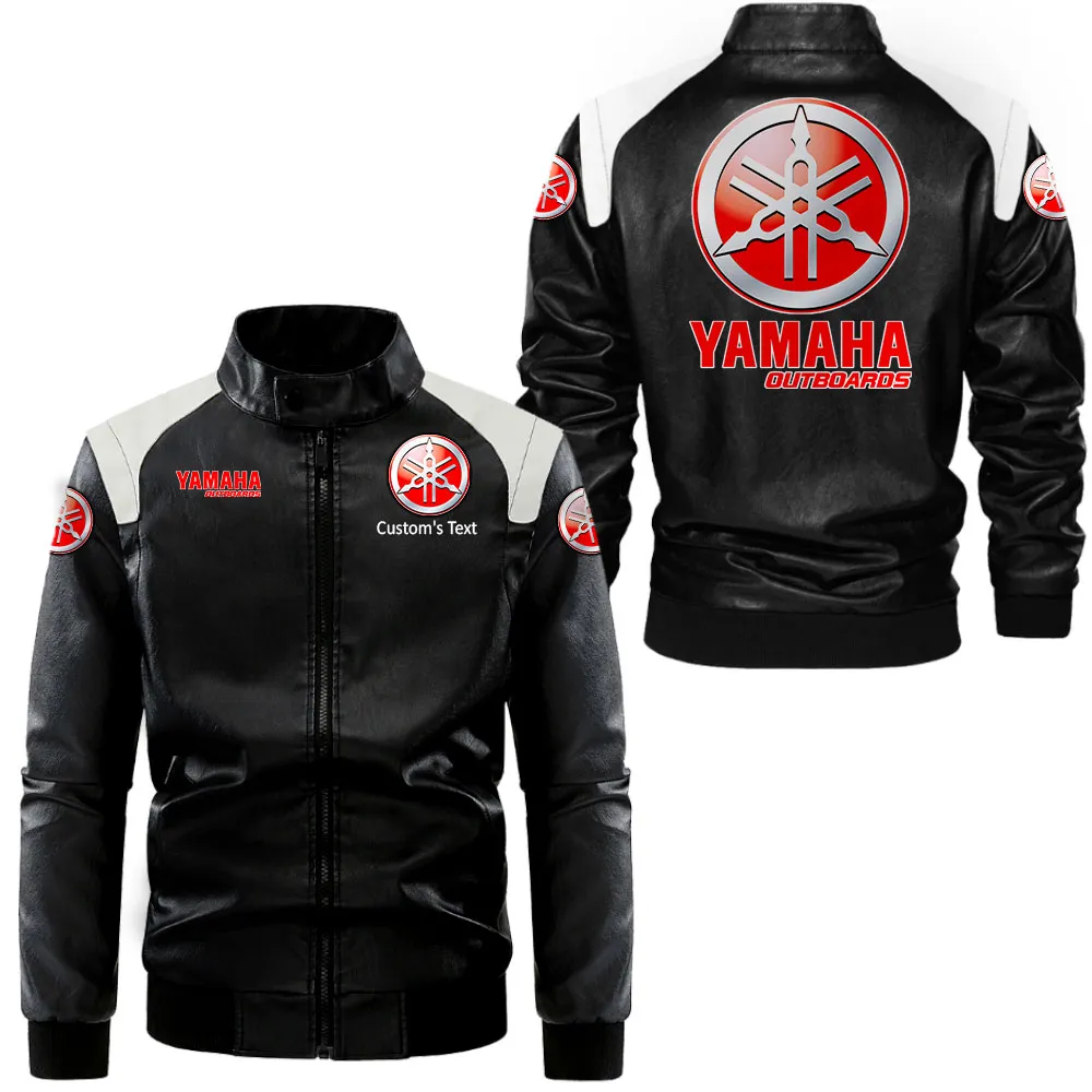 Marine Spirit Black And White Leather Jacket, Car Culture Leather Jacket CAR080